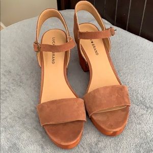 Lucky brand leather wedge sandals size 9.5
